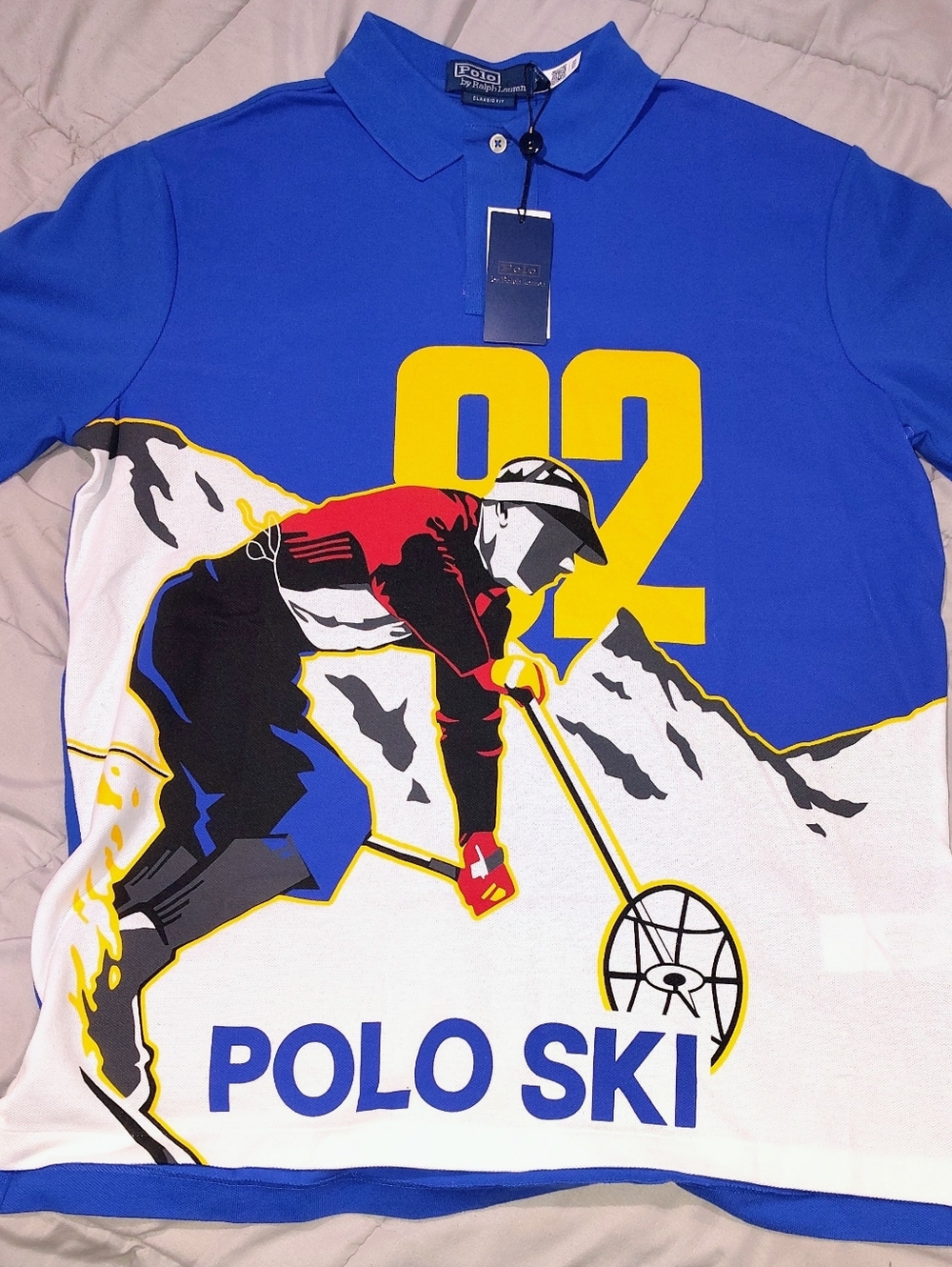 Polo Ralph Lauren Ski Polo Blue 92 Graphic BNWT Size M